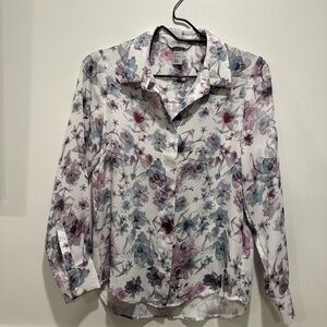 H&M Floral Blouse - White and Purple